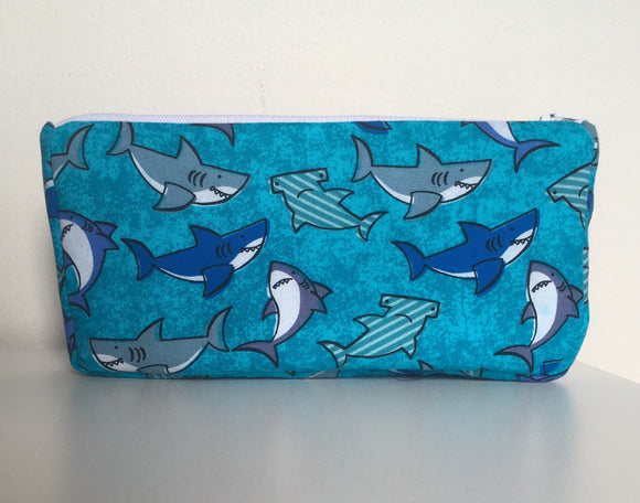 Sharks On Blue Toiletry Bag