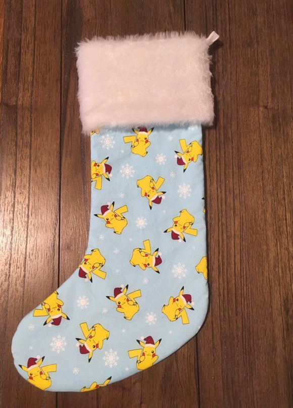 Pikachu on Aqua Christmas Stocking