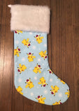 Pikachu on Aqua Christmas Stocking