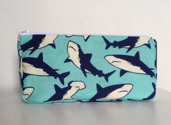 Sharks On Aqua Toiletry Bag