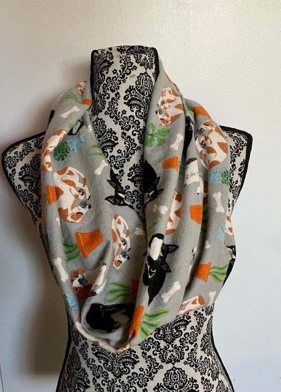 Puppies and Plants Short Infinity Scarf